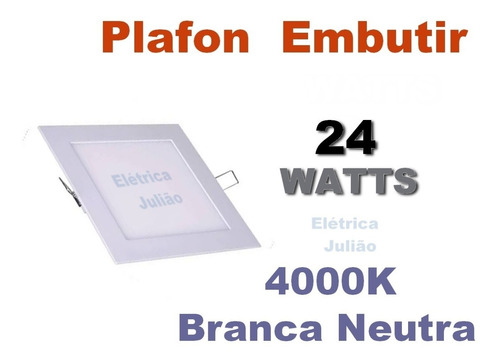 Kit C/ 3 Plafon Embutir 24w 30x30 - 4000k Branco Neutro