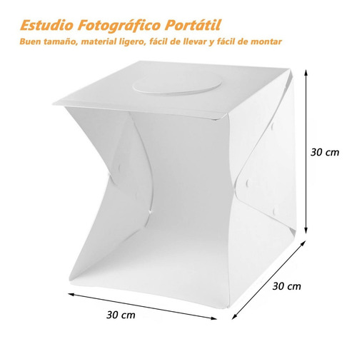 Imagen 5 de 8 de Estudio Fotográfico Profesional Portátil De 30 Cm C/led Luz