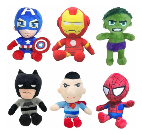 Peluche Super Heroes Hombre Araña-capitán-hulk-iron Man 22cm