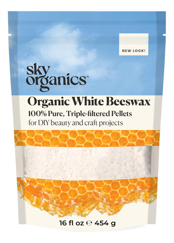 Sky Organics Pellets De Cera De Abeja Blanca Orgánica, Pura