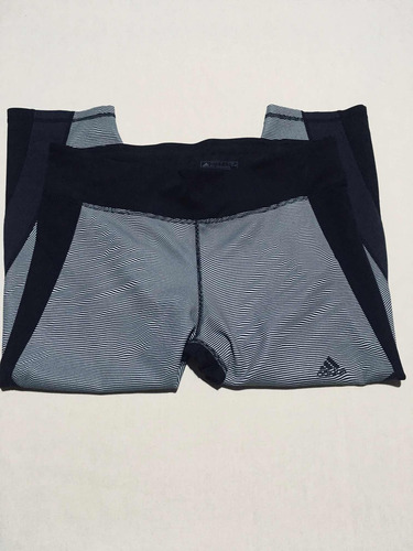Legging adidas Climalite Capri Negro Rayado Talla Grande (Usado)