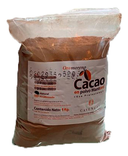 Cacao En Polvo Mantoro Natural 1kg