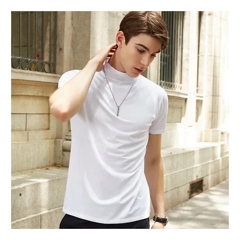Playera De Manga Corta Con Cuello Alto Para Hombre, Parte Su