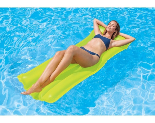 Flotador Colchon Inflable Piscina Verde Intex 59717 Verde