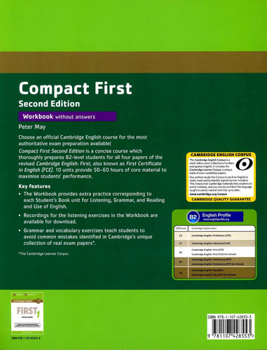 Compact First (2/ed.) - Wbk Without Key - May Peter, De May Peter. Serie Compact First (2 Edition) Editorial Cambridge University Press, Tapa Blanda En Inglés, 2014