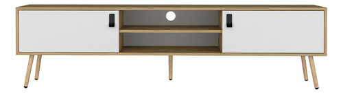 Rack Para Tv 75'' 180 X 48 Huna Rta Macadamia Blanco Color Macadamia/blanco
