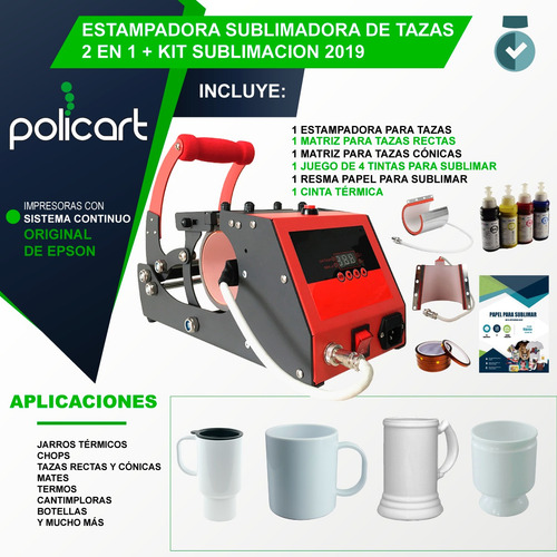 Estampadora Sublimadora De Tazas 2 En 1 +kit Sublimación