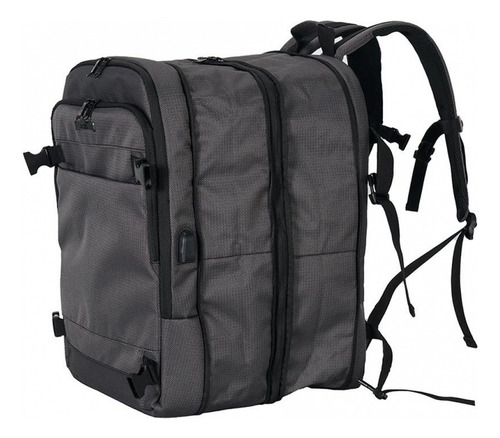 Mochila Viajera Cabina Super Completa Extensible Elf Gris Oscuro Jaspeado