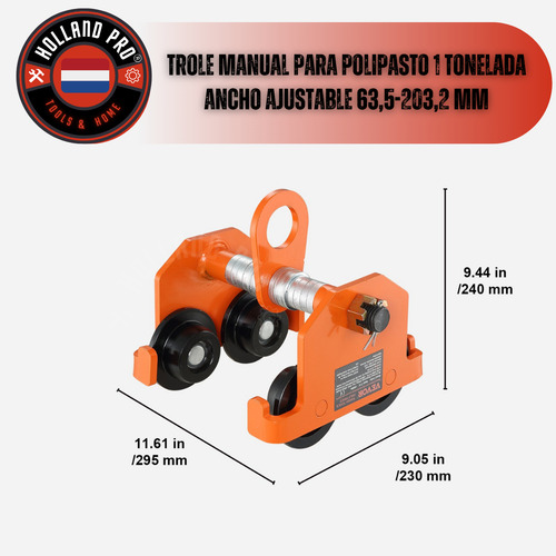 Trole Manual Para Polipasto 1 Tonelada Ancho Ajustable