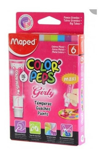 Temperas 6 Colores Metalicos Girly Pomos Grandes Maped Color