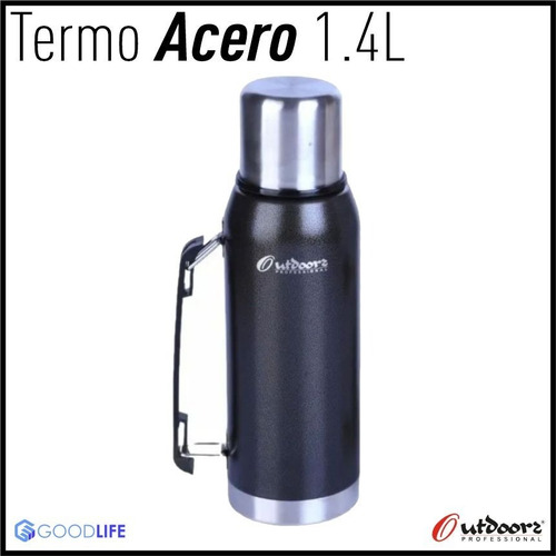 Imagen 2 de 8 de Termo Acero Outdoors Professional 1.4 L Pico Cebador Negro