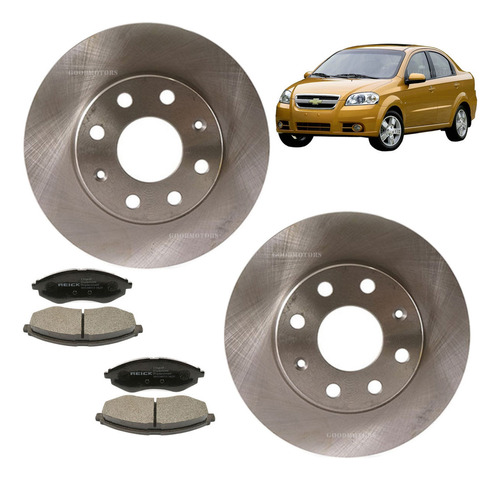 Disco + Pastillas De Freno Para Chevrolet Aveo 1.4 2004-2016