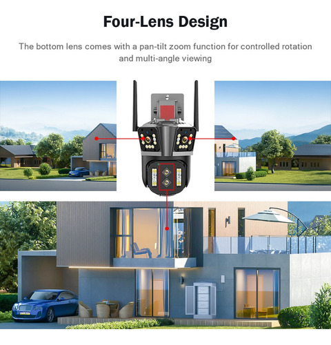 ¡ Cámara De Seguridad De 16 Mp, 8 K, Cuatro Lentes, Doble