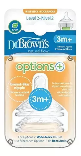 Dr. Brown's Options+ Level 2 Tetinas de silicona de cuello ancho para