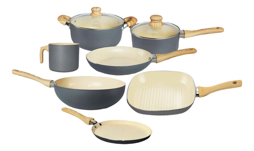 Set 7 Pz Olla Sarten Jarro Panquequera Hudson Ceramica Bz3