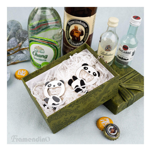 Framendino, 2 Paquetes Panda Botella Abridor Llavero Lindos