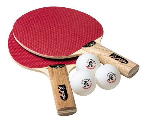 Set 2 Paletas Ping Pong 1 Estrella + 3 Pelotas Giant Dragon