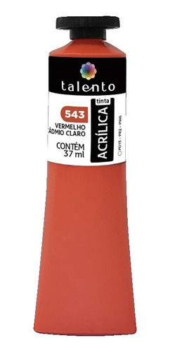 Acrilica Talento 037ml 543 Vermelho Cadmio Claro