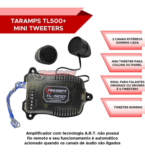 Imagem 2 de 9 de Amplificador Módulo Taramps Tl500 + Mini Tweeter Permak
