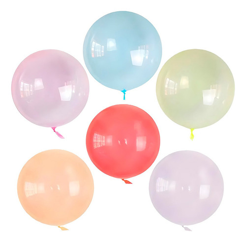 10 Balão Bubble Bolha Cristal Coloridos 20 Polegadas 50cm Liso