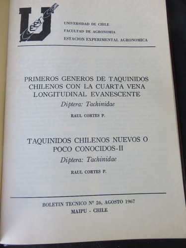 Primeros Géneros De Taquinidos Chilenos. Raul Cortes 1967