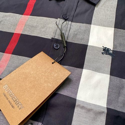 Camisa Tradicional A Cuadros Y Caballo Bordado, Azul Marino