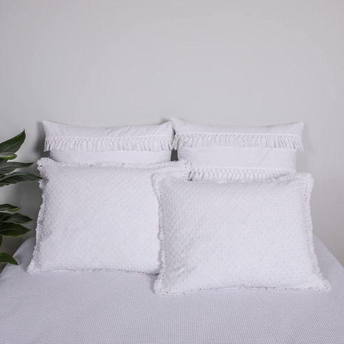 Almohadas Blancas Boho Shams Shabby Chic Macramé Tassel