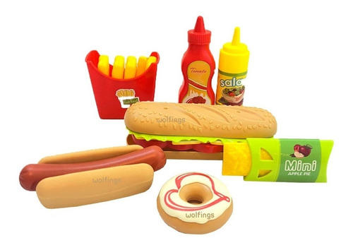 Set Comidita De Juguete Con Encastre Juego Comida Rapida 