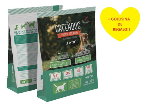 Greendog Perro Adulto Gde Vegano Hipoalergenico 15k + Regalo