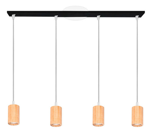 Colgante Techo 4 Luces Spot Madera Gu10 Led Moderno Comedor