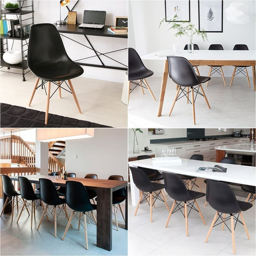 Set De 4 Sillas De Comedor Rico Negro Eames