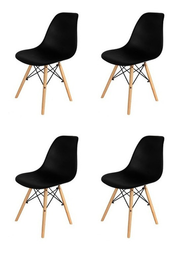 Imagen 1 de 5 de Silla Tulip Eames Comedor Moderna Blanca Negra X4 Unidades