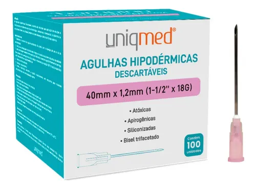 comprar Agulha Hipodermica 18g 40x12 (18gx1 1u002F2) Cxu002F100 Uniqmed