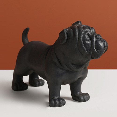 Decoração De Estátua De Cachorro Arte Escultura Preto