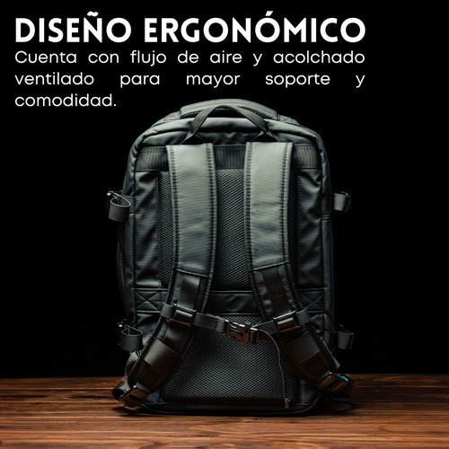 Mochila Maleta Para Viajes Impermeable 39l Xclusive Color Negro Diseño de la tela Liso