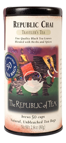 The Republic Of Tea - Te Negro Chai, Lata De 50 Bolsitas De