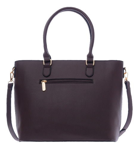 Bolsa Tote De Mujer Grande Compartimientos Amplios 88519 Marrón Lisa Oro