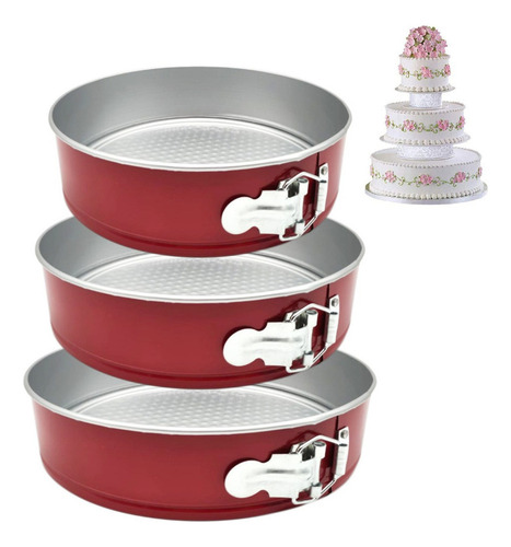 . Set 3 Moldes Desmontable Antiadherente Reposteria Pastel