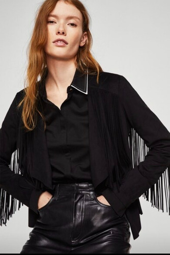 Cardigan Negro De Flecos Mujer Mango (Usado)