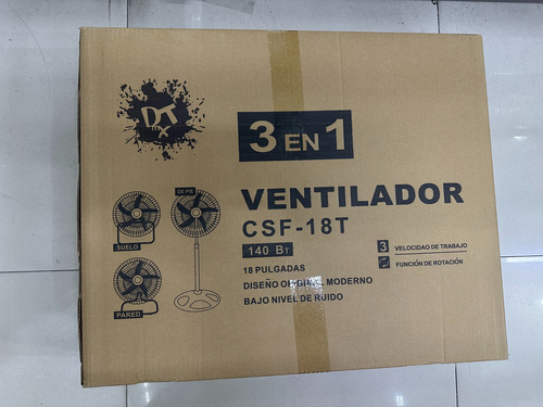 Ventilador Daffodil 3 En 1 Csf-18t 18 De Pared Y Piso 50 Cm 60hz Negro Metal Metal 5