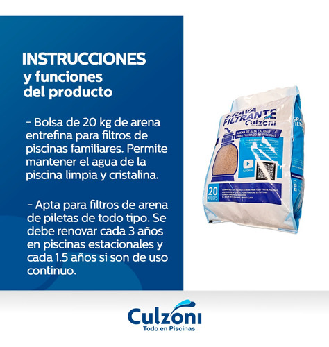 Imagen 6 de 10 de Arena Entrefina Para Filtro Piscina Bolsa 20 Kg Piletas