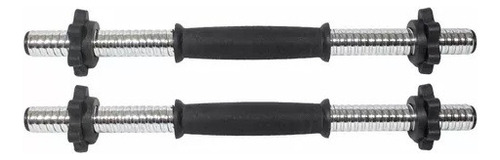 Par Barras Halter 40 Cm Cromadas Com Rosca Rápida Musculação Cor Cromada