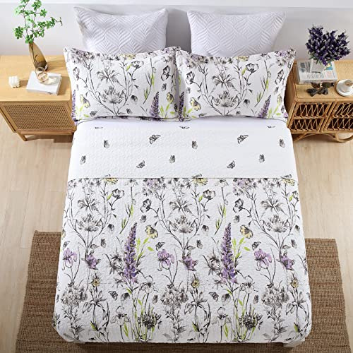 Finlonte Floral Quilt Sets Queen Bedwards - 100% Algodón Lig