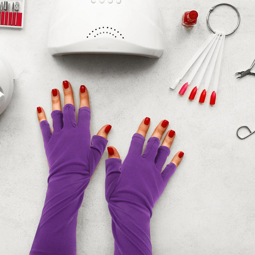 1 Par De Guantes De Manicura Con Protección Uv Para Uñas Res