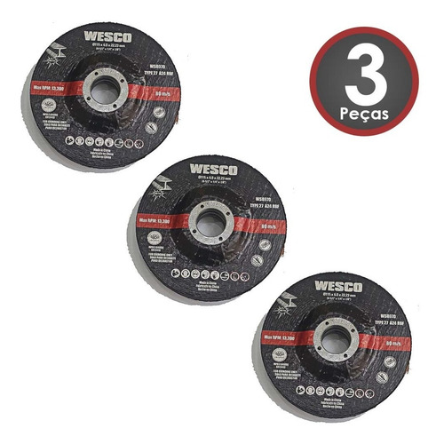 Disco Desbate Metal 4.1/2x1/4x7/8 13300 Rpm Ws8970 Wesco Cor Preto