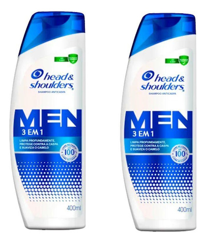 Shampoo Head & Shoulders 400ml Men 3 Em 1-kit C/2un