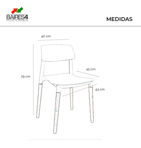 Imagen 6 de 6 de Pack X 4 Sillas De Comedor Milán | 24 Cuotas + Envío Gratis