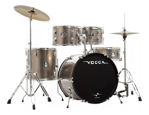 Bateria Vogga Pulse 10/12/14/20 Vpd220 Chr Cor Chrome banco pratos pedal e par de baquetas Completa