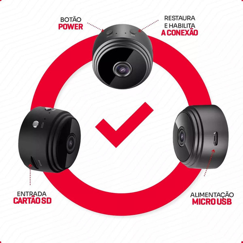 Camera Mini Magnetica Aplicativo Visão Noturna A9