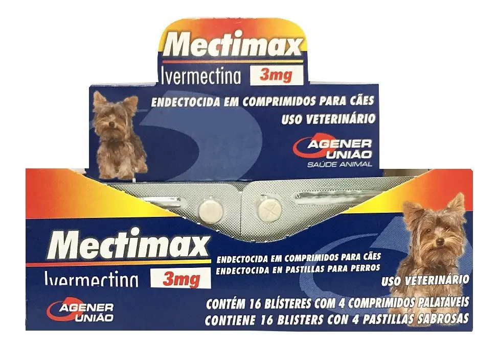 Agener União Mectimax 3mg 4 Comprimidos Ivermectina Antiparasitário Cães